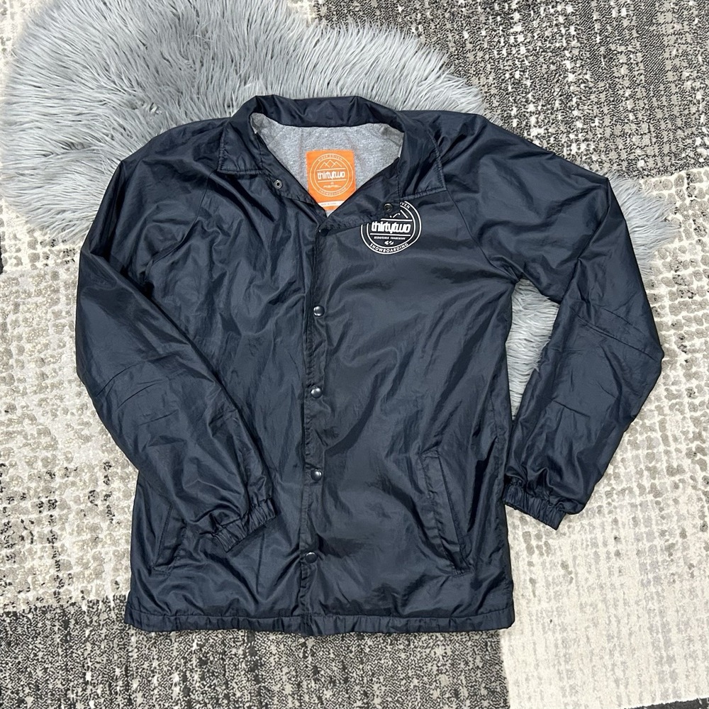 Black Men's S Thirtytwo Snowboarding Kramer Coach Jacket Snap-Button Closure